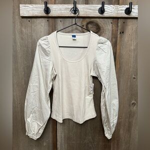 Old Navy Long Sleeve Fitted Woven Top in Plucky Wishbone Size Small Women’s